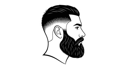 Profile of a Man with a Stylish Beard and Hair.