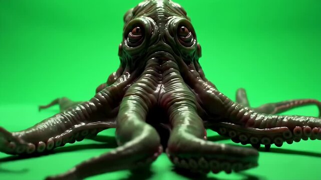 Lovecraftian Tentacle Monster Slithering on Green Screen with Cosmic Horror Vibe