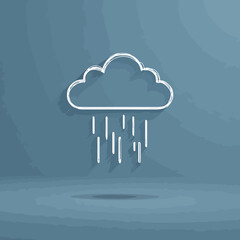 Weather forecast illustration of a cloud with rain drops and shadow, in a clean and modern style