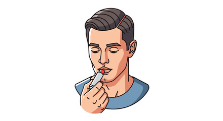 Man applying lip balm for chapped lips.