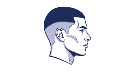 Man Profile Head With Sharp Fade Haircut Illustration.