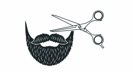 Beard and Scissors Illustration for Grooming and Styling.
