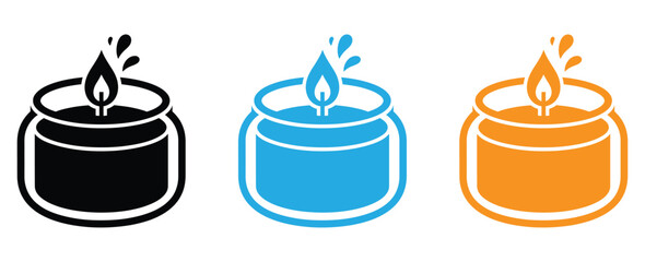 Candle vector icon set. Candles flaming flat icons.Warm glowing candle icons for ambiance and relaxation