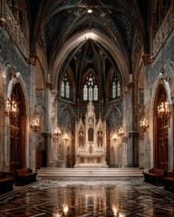 Fototapeta premium Grand church interior, ornate details