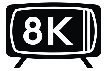 8k tv silhouette vector art icon