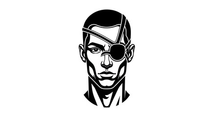 Monochrome Illustration of a Man with an Eye Patch.