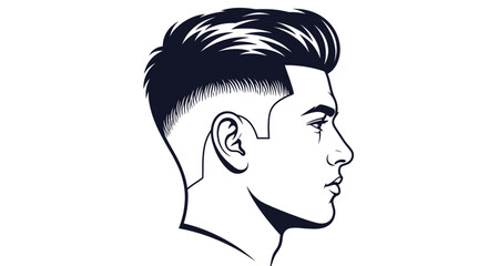 Mans Profile Illustration with Modern Fade Haircut.