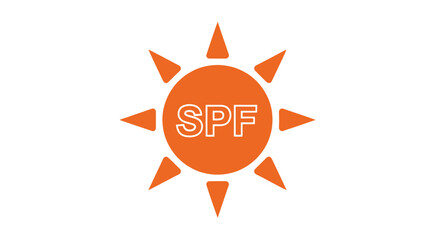 SPF Sun Protection Factor Orange Icon Symbol.