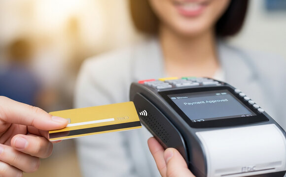 Photo illustrates comfort of paying with debit or credit.