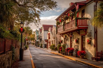 Obraz premium St. Augustine, Florida - Christmas Time Festivities in the Historic Downtown District