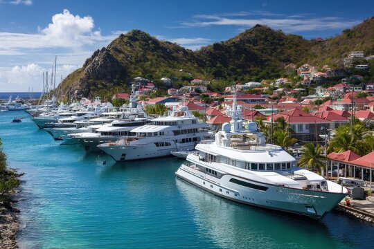 St Barth Luxury Yachts Harbor in Caribbean, Gustavia. West Indies Summer Cruise