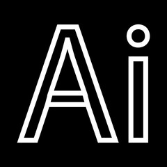 Artificial intelligence AI icon in black flat and line style, technology logo pack, outline symbol bundle, minimal glyph assortment, modern digital design elements