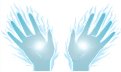 Two outstretched, glowing hands