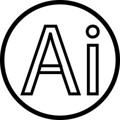 Artificial intelligence AI icon in black flat and line style, technology logo pack, outline symbol bundle, minimal glyph assortment, modern digital design elements
