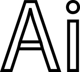 Artificial intelligence AI icon in black flat and line style, technology logo pack, outline symbol bundle, minimal glyph assortment, modern digital design elements