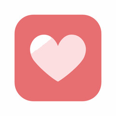 Meaningful and simple heart shape icon on a rounded square button. A flat design vector illustration symbolizing love, like, and favorite