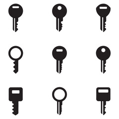 Set of Vector icon for digital key. Vector black silhouette. with white background