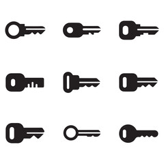 Set of Vector icon for digital key. Vector black silhouette. with white background