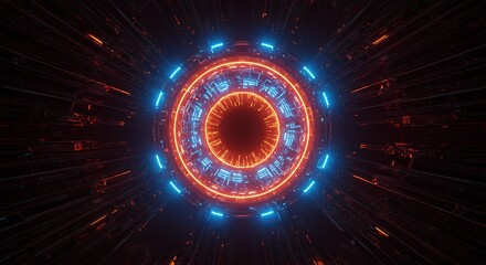 Futuristic Circular Portal with Radiating Light Effects