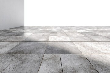Fototapeta premium Empty room, light gray tiles
