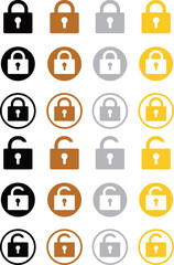 南京錠　丸　アイコン　セット