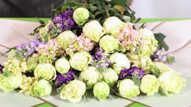 Tightly Arranged Bouquet Ready for Wrapping