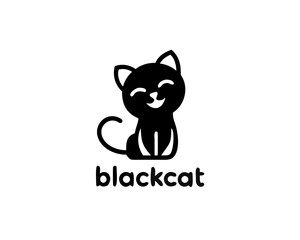 Black Cat Logo vector. Pets Logo. kitty or kitten symbol