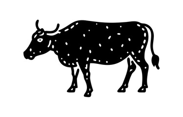 Silhouette of a cow. of farm animals cows