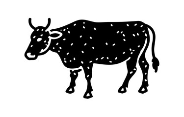 Silhouette of a cow. of farm animals cows