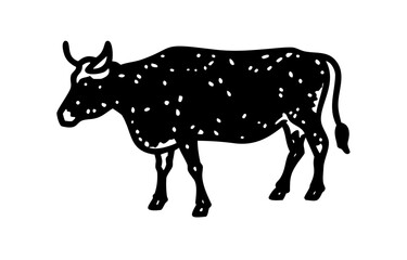 Silhouette of a cow. of farm animals cows