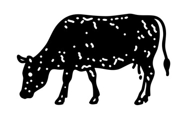 Silhouette of a cow. of farm animals cows