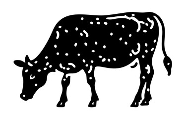 Silhouette of a cow. of farm animals cows