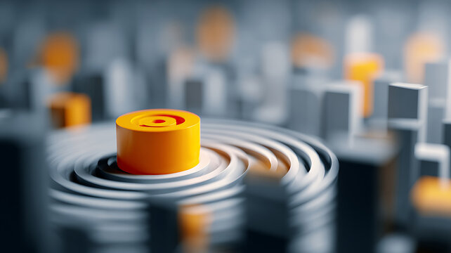 Vibrant Concentric Rings: An orange cylinder sits amidst a ripple of concentric rings.