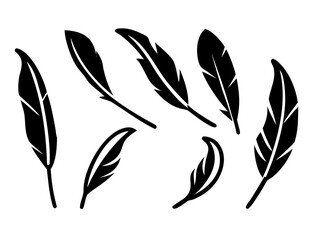 Feathers vector set in a flat style .Icons feathers isolated on a white background