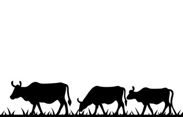 Silhouette of a cow. of farm animals cows 