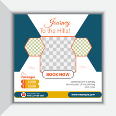 Travel social media post design for advertising 
