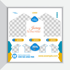 Travel social media post design for advertising 