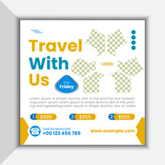 Travel social media post design for advertising 