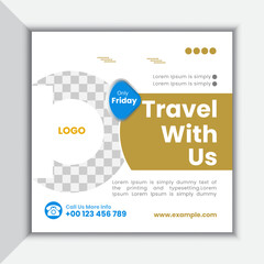 Travel social media post design for advertising 