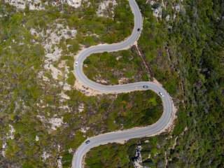 Aerial view of a winding road in Italy