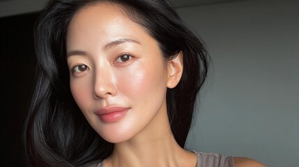 Obraz premium Confident Korean woman selfie