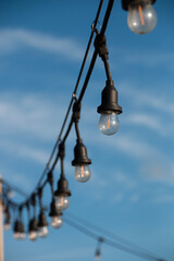 A close up. view of a hanging lights