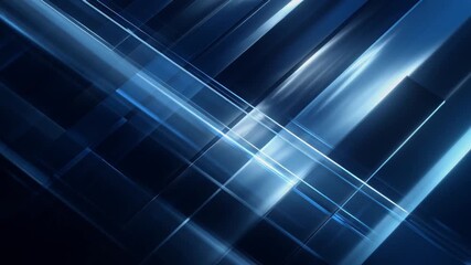 Seamless corporate abstract looping animation. Translucent layered dark blue glass panels parallax streaks futuristic material elegant modern business branding smooth reflections, ultra clean 4K