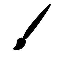 Minimalist silhouette paintbrush icon in black, perfect for art, drawing, and painting design projects, simple creative tool illustration in vector format