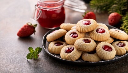 thumbprint cookies filled with strawberry jam