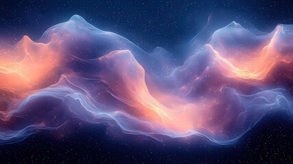 Vibrant cosmic waves of etereal colors flowing throuh a starry backdrop, evokig a sense of wonder and trnquility, perfect for sci-i and fantasy themes.