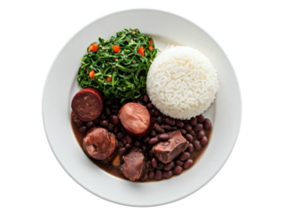 Feijoada, typical Brazilian food with black beans, pork and sausage