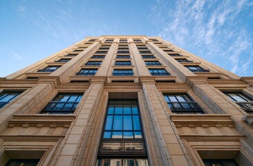 Obraz premium Windows and Brick Wall of Art Deco Designed Building