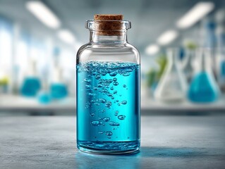 Chlorine in a transparent bottle with bubbles
