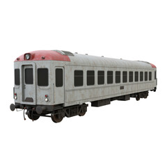 Fototapeta premium Classic white passenger train carriage isolated on transparent background